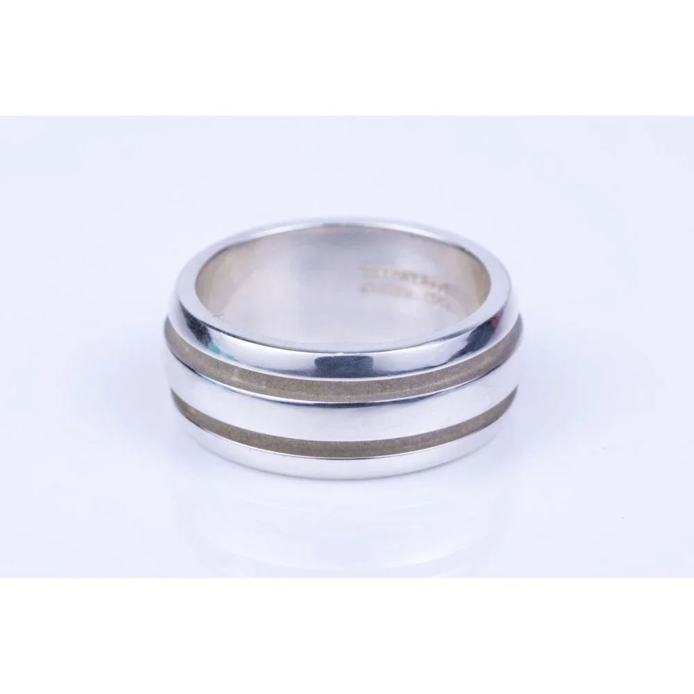 Tiffany & Co. Unisex Ring Atlas Groove Wide Sterling Silver Band Size 7.5 - Picture 10 of 10